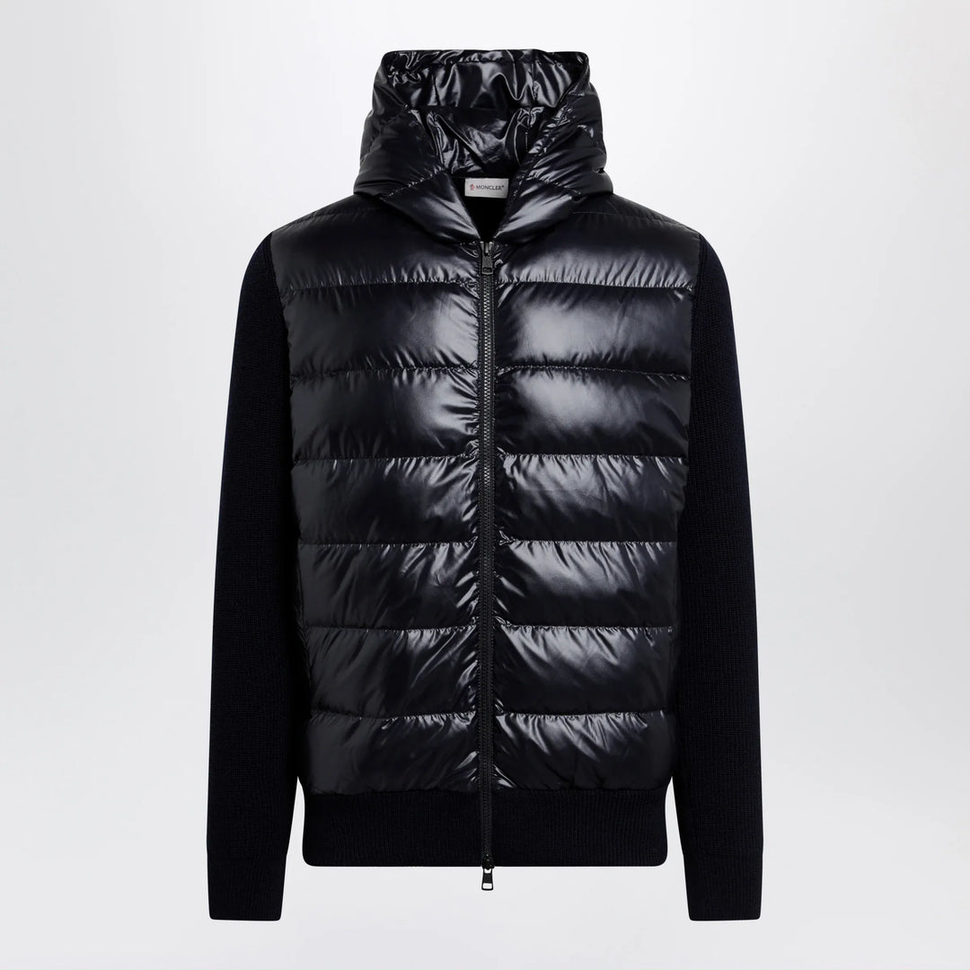 Moncler - Blue padded wool zip-up hoodie Brand Apparel &amp; Accessories > Clothing > Shirts &amp; Tops M