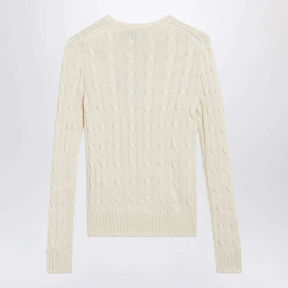 Polo Ralph Lauren - Cream cable-knit cotton sweater Brand Apparel & Accessories > Clothing > Shirts & Tops
