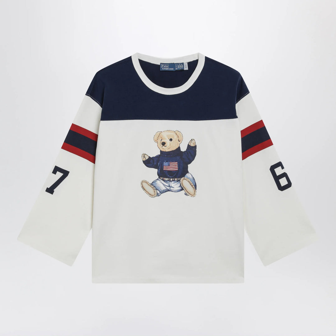 Polo Ralph Lauren - Polo Bear oversized cotton T-shirt in white/navy Brand Apparel &amp; Accessories > Clothing > Shirts &amp; Tops XS