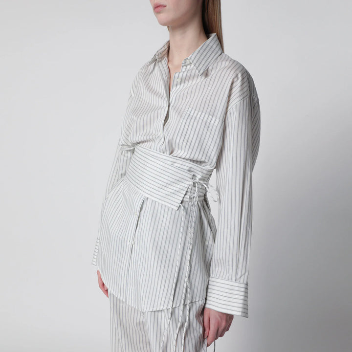 Róhe - Silk striped shirt with belt Brand Apparel &amp; Accessories > Clothing > Shirts &amp; Tops