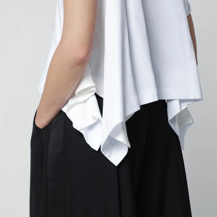 Sacai - White cropped cotton T-shirt Brand Apparel &amp; Accessories > Clothing > Shirts &amp; Tops