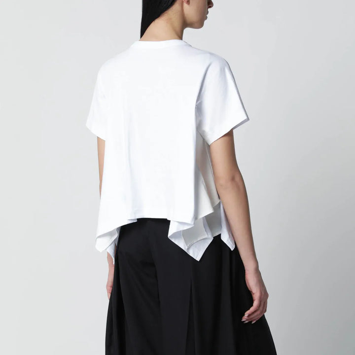 Sacai - White cropped cotton T-shirt Brand Apparel &amp; Accessories > Clothing > Shirts &amp; Tops