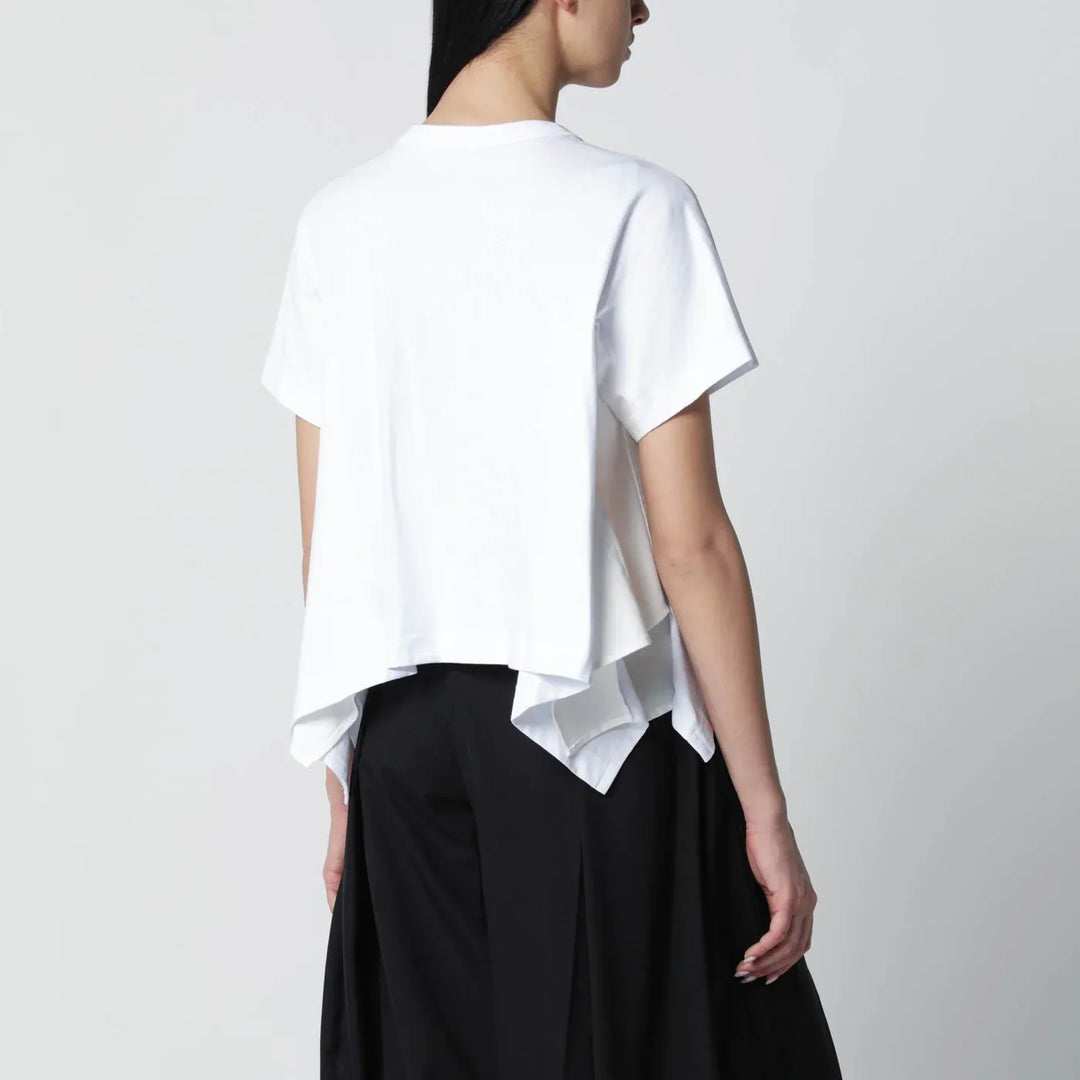 Sacai - White cropped cotton T-shirt Brand Apparel &amp; Accessories > Clothing > Shirts &amp; Tops
