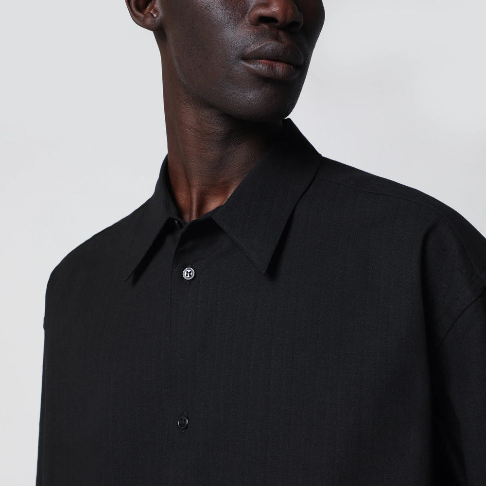 STUDIO NICHOLSON - Black cotton and linen shirt Brand Apparel & Accessories > Clothing > Shirts & Tops