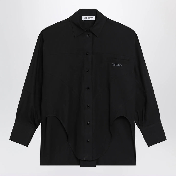 The Attico - Black cotton shirt with logo Brand Apparel &amp; Accessories > Clothing > Shirts &amp; Tops