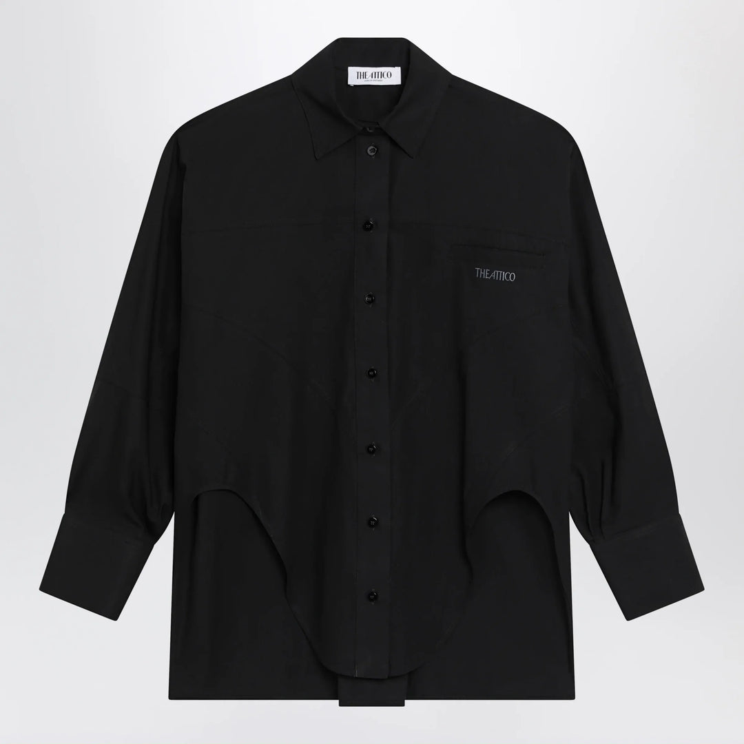 The Attico - Black cotton shirt with logo Brand Apparel & Accessories > Clothing > Shirts & Tops 38  IT