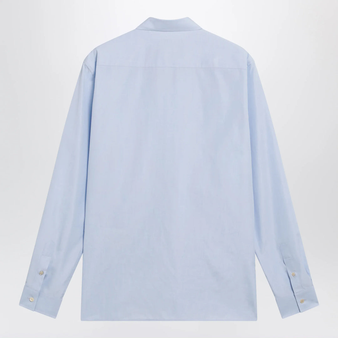 Valentino - Light blue fil-à-fil cotton shirt with VLogo embroidery Brand Apparel &amp; Accessories > Clothing > Shirts &amp; Tops