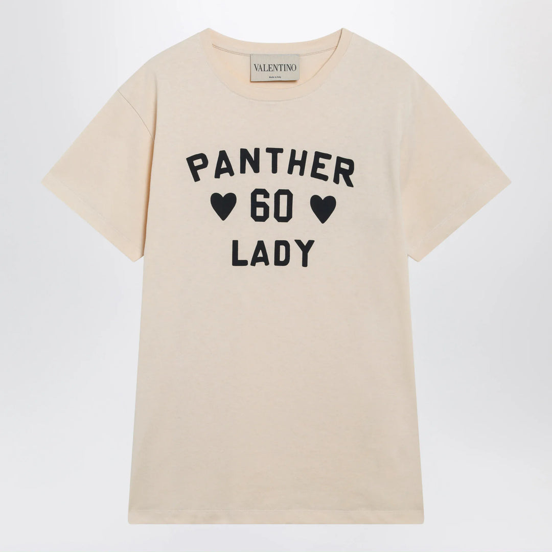 Valentino - Panther Lady cotton jersey T-shirt in birch/black Brand Apparel &amp; Accessories > Clothing > Shirts &amp; Tops XS