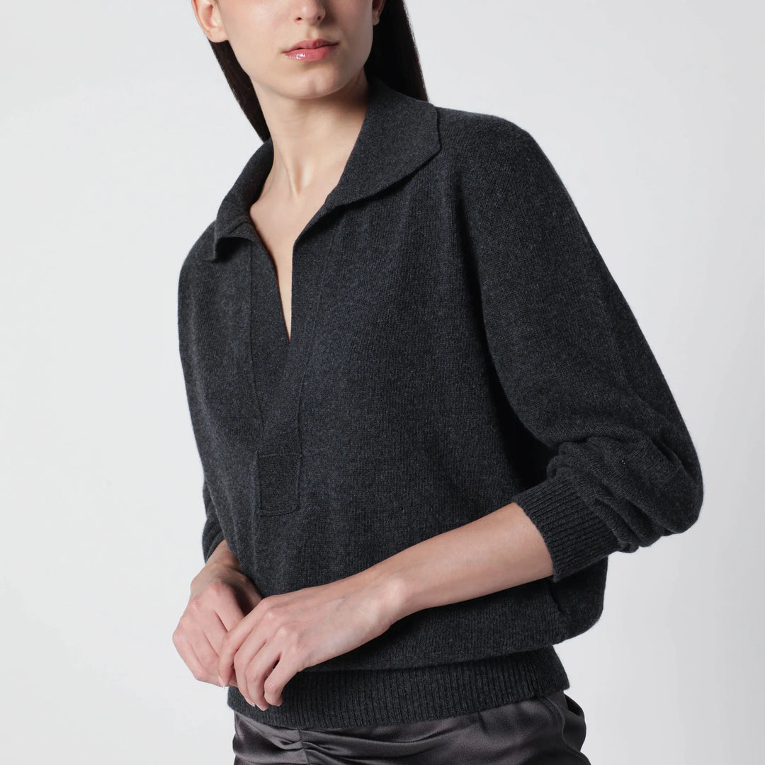Victoria Beckham - Genevieve sweater in grey mélange cashmere blend Brand Apparel &amp; Accessories > Clothing > Shirts &amp; Tops