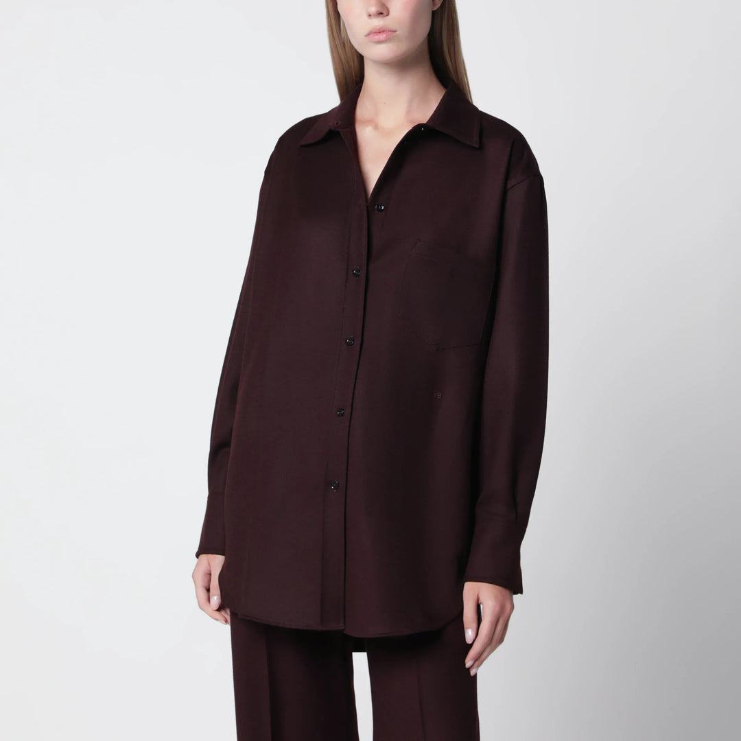 Victoria Beckham - Virgin wool flannel shirt in acai Brand Apparel & Accessories > Clothing > Shirts & Tops 6 UK