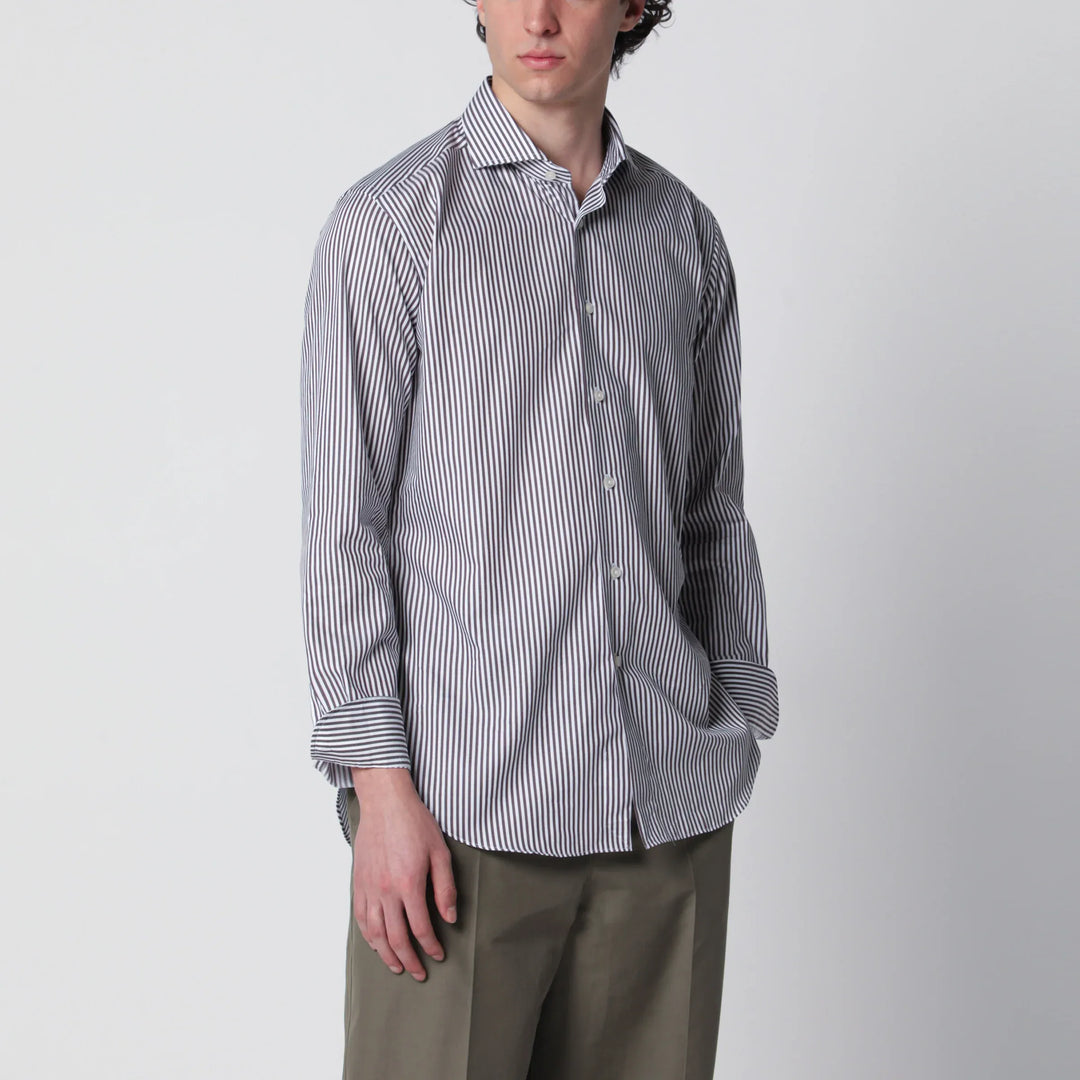 XACUS - White/brown striped Travel shirt Brand Apparel &amp; Accessories > Clothing > Shirts &amp; Tops