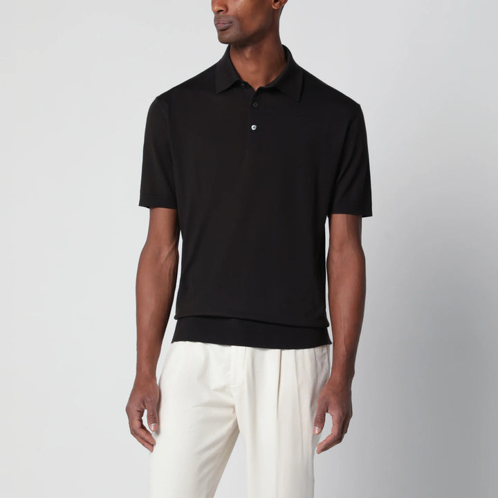 ZEGNA - Dark brown wool polo Brand Apparel &amp; Accessories > Clothing > Shirts &amp; Tops 48 IT