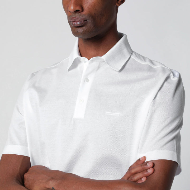 ZEGNA - White cotton piqué polo shirt Brand Apparel &amp; Accessories > Clothing > Shirts &amp; Tops