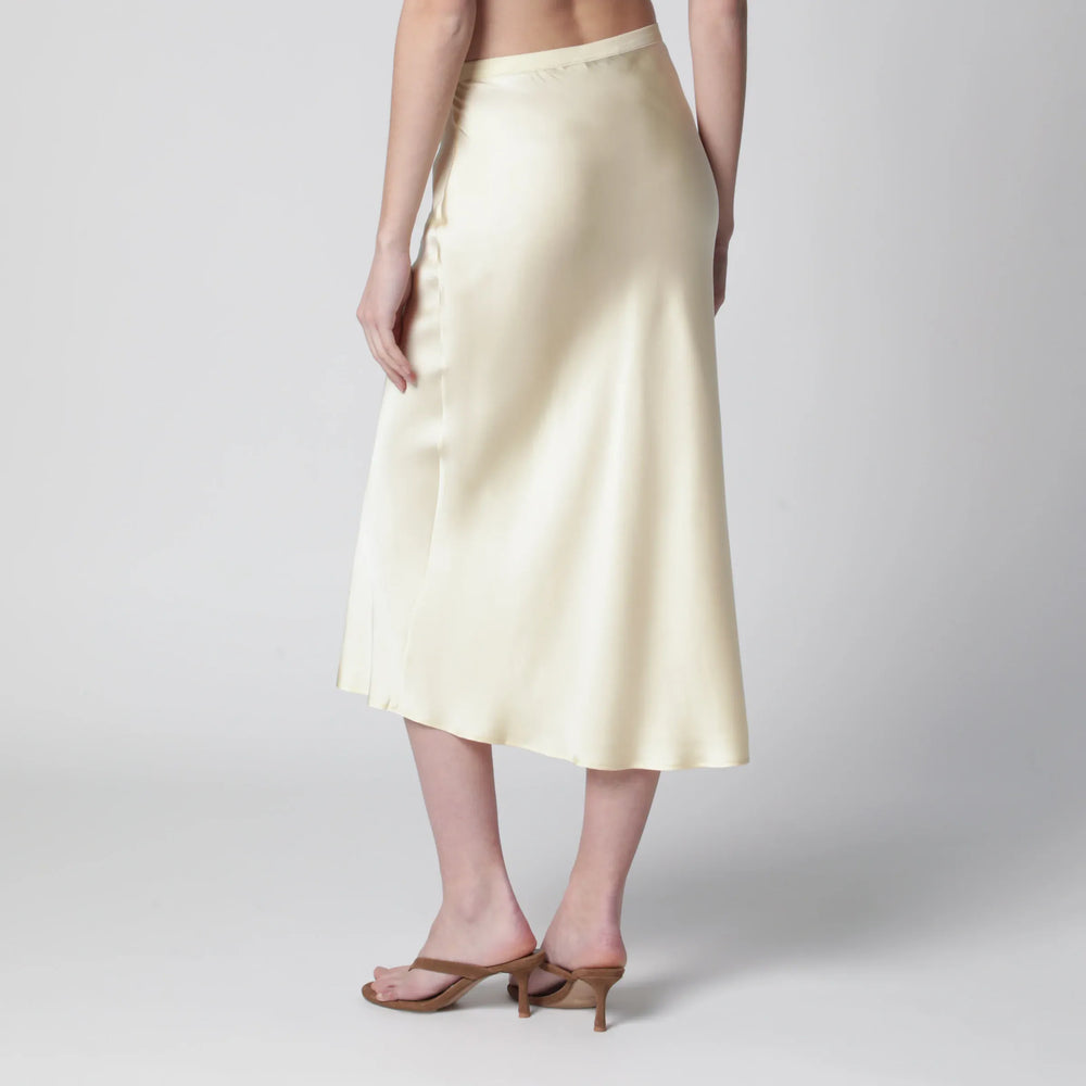 ANINE BING - Bar midi skirt in butter-colored silk Brand Apparel & Accessories > Clothing > Skirts