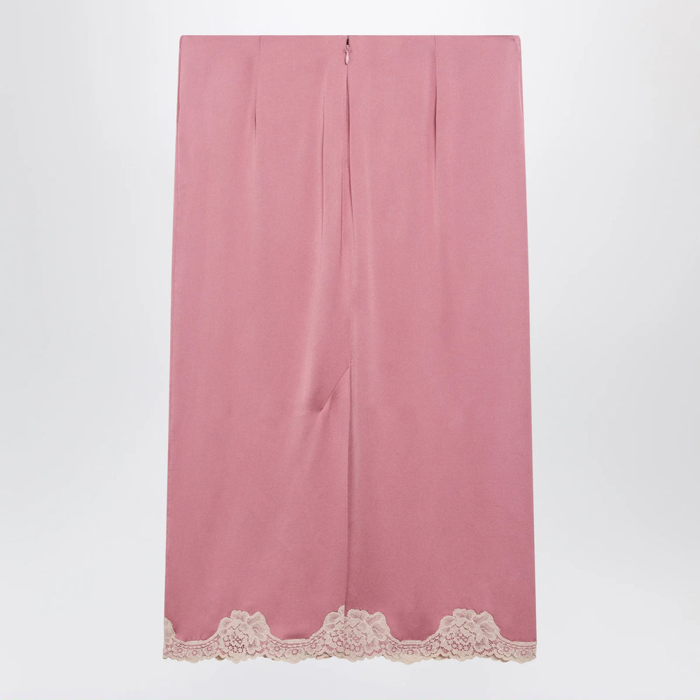 Valentino - Pink cady midi skirt with lace details Brand Apparel & Accessories > Clothing > Skirts