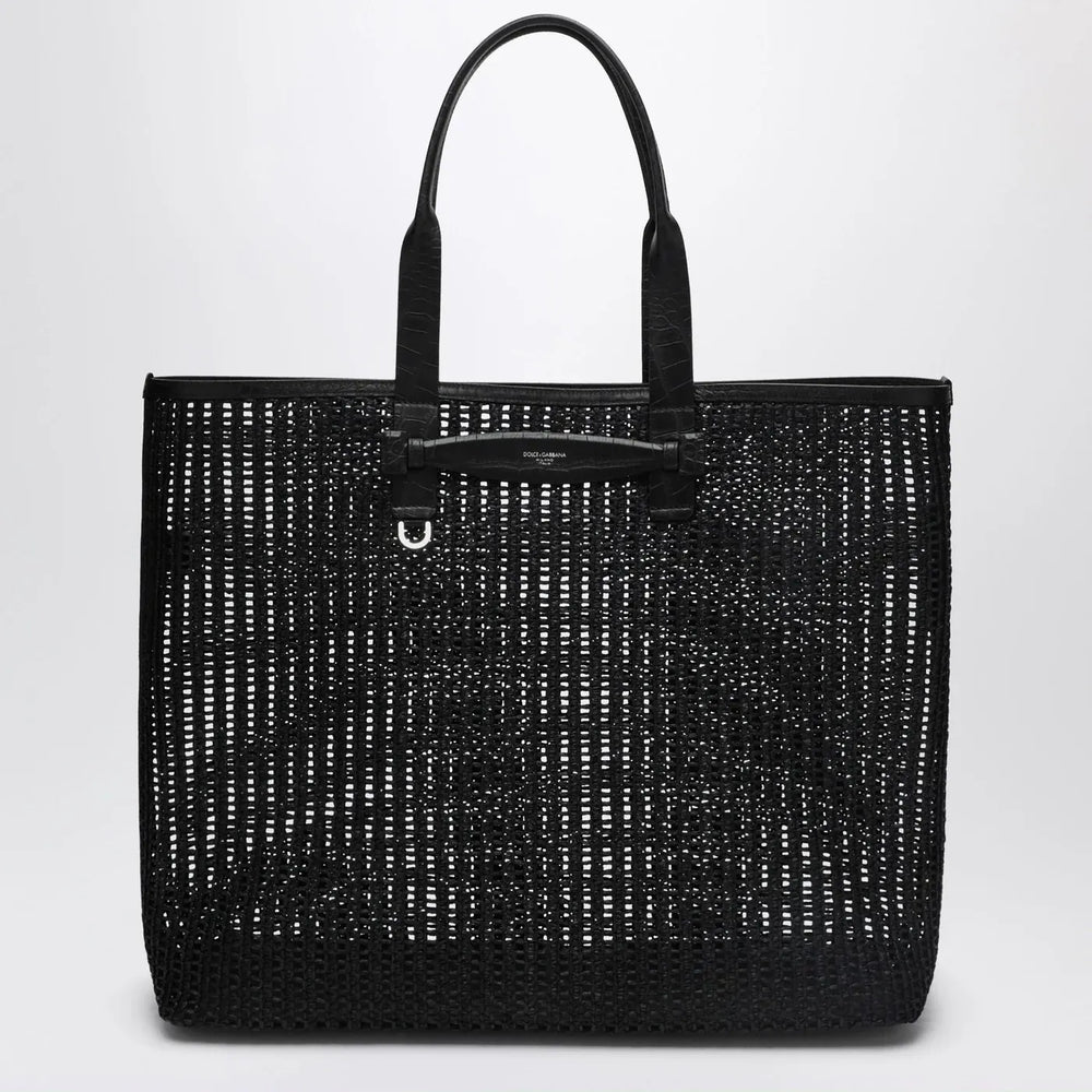 Dolce&Gabbana - Adamo Shopping Bag in black woven mesh Brand Apparel & Accessories TU