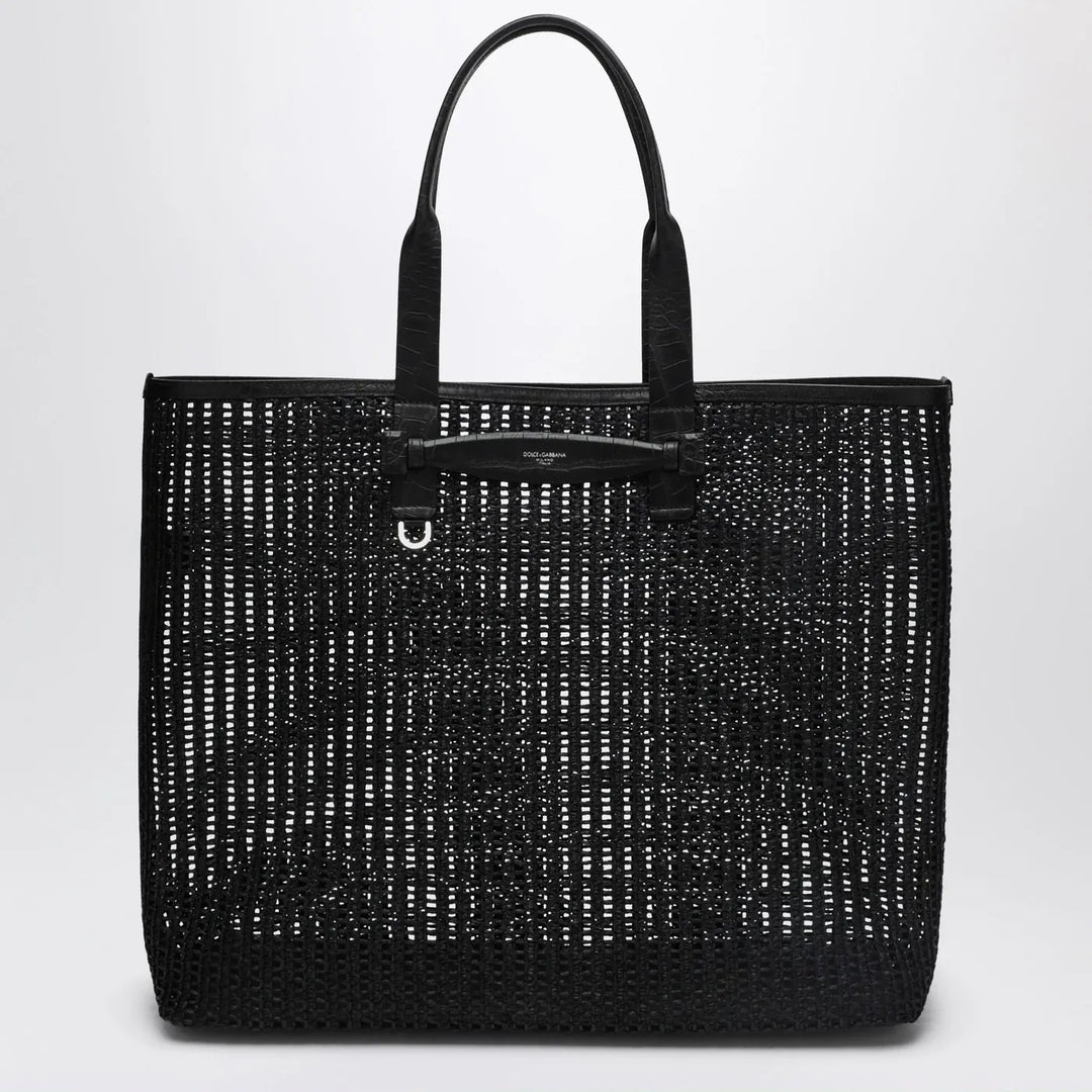 Dolce&amp;Gabbana - Adamo Shopping Bag in black woven mesh Brand Apparel &amp; Accessories TU