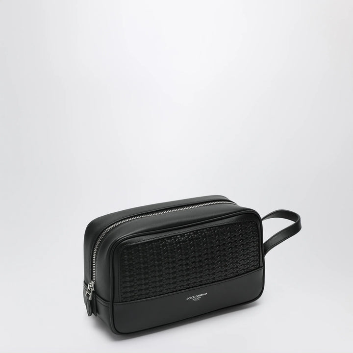 Dolce&amp;Gabbana - Atene toiletry bag in plonge calfskin leather, black Brand Apparel &amp; Accessories TU