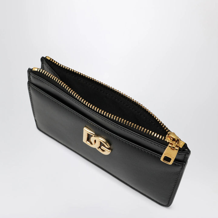 Dolce&amp;Gabbana - Black leather zip card holder with DG logo Brand Apparel &amp; Accessories TU