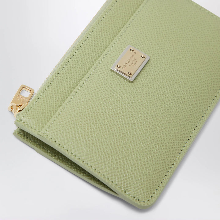 Dolce&amp;Gabbana - Dauphine calfskin zip card holder in sage Brand Apparel &amp; Accessories TU