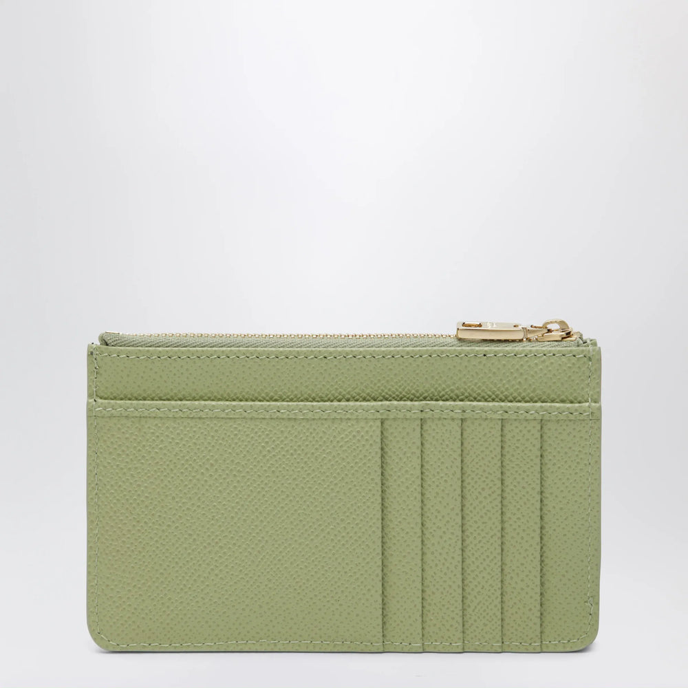 Dolce&Gabbana - Dauphine calfskin zip card holder in sage Brand Apparel & Accessories TU