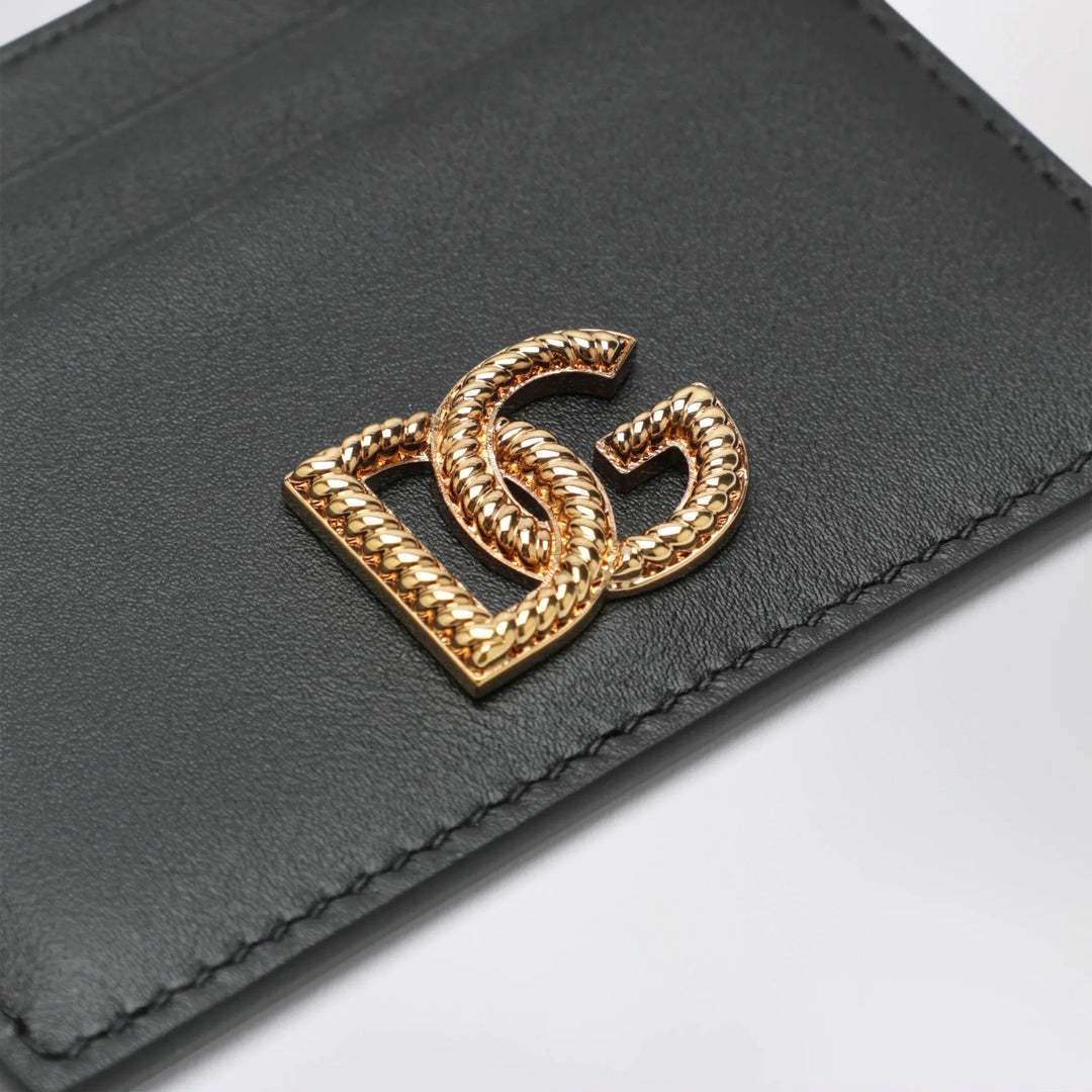 Dolce&amp;Gabbana - DG Intrecciato card holder with woven logo in calfskin, black Brand Apparel &amp; Accessories TU