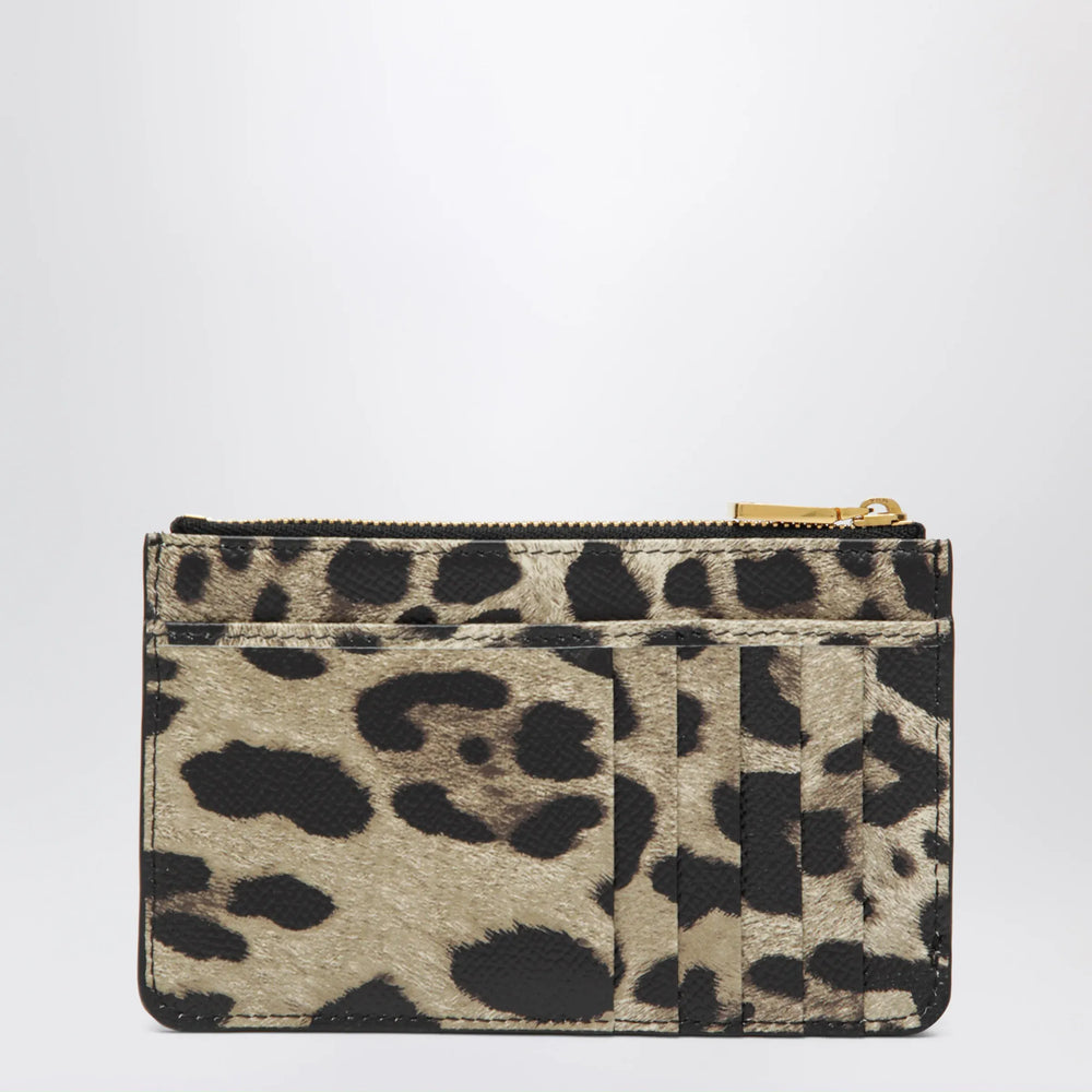 Dolce&Gabbana - Leopard-print Dauphine leather card holder with zip Brand Apparel & Accessories U