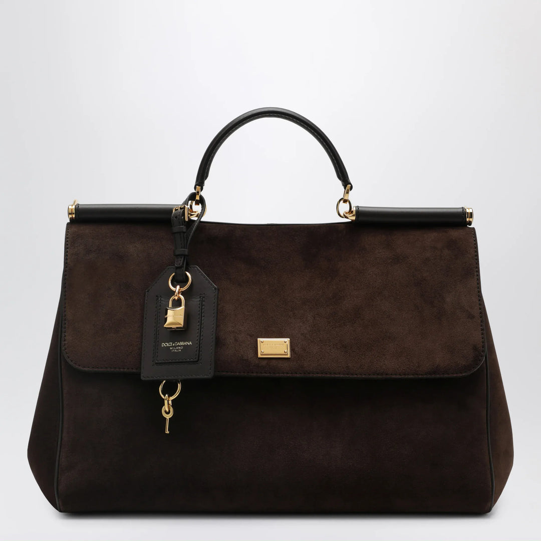 Dolce&amp;Gabbana - My Sicily large ebony brown suede bag Brand Apparel &amp; Accessories TU