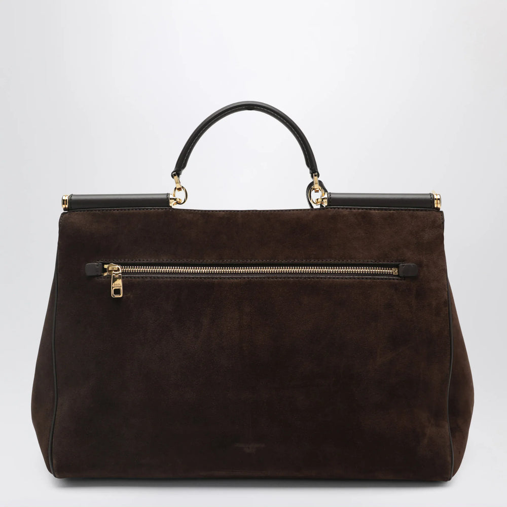 Dolce&Gabbana - My Sicily large ebony brown suede bag Brand Apparel & Accessories TU