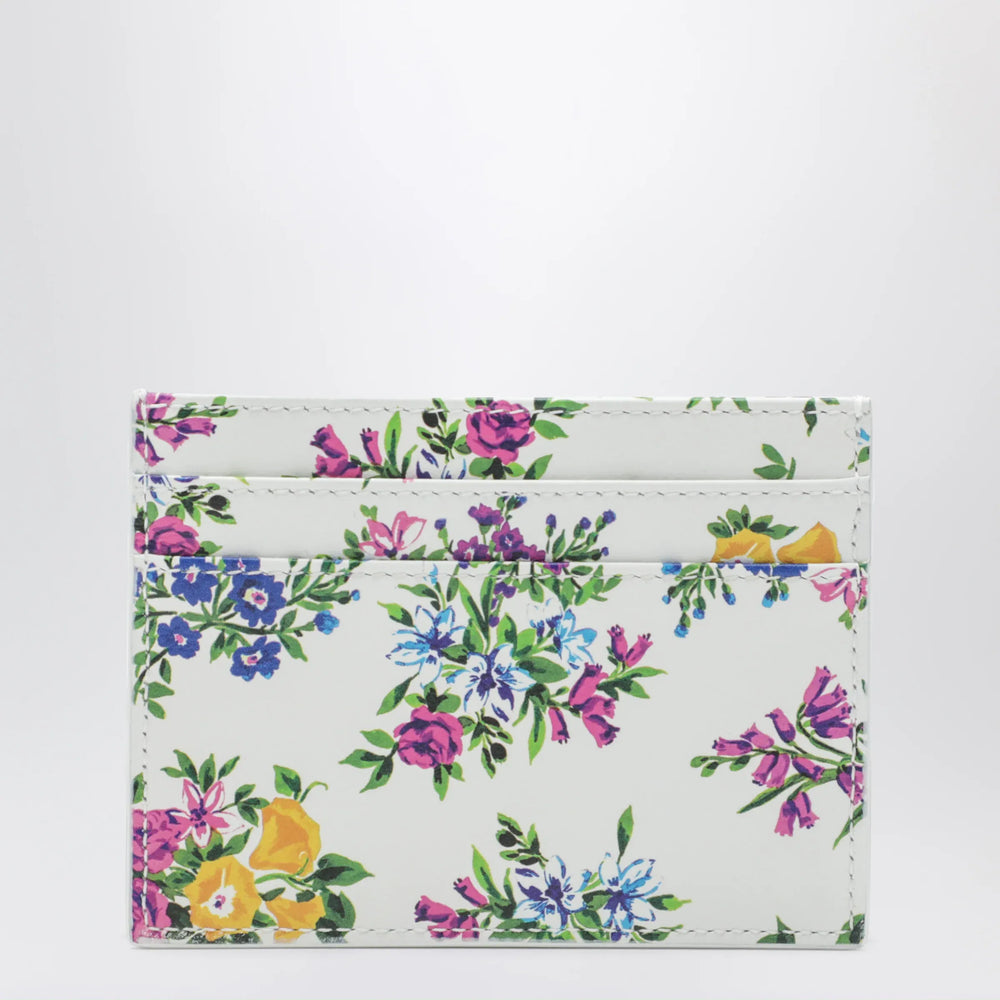 Dolce&Gabbana - Printed calfskin leather card holder in off-white floral Brand Apparel & Accessories TU