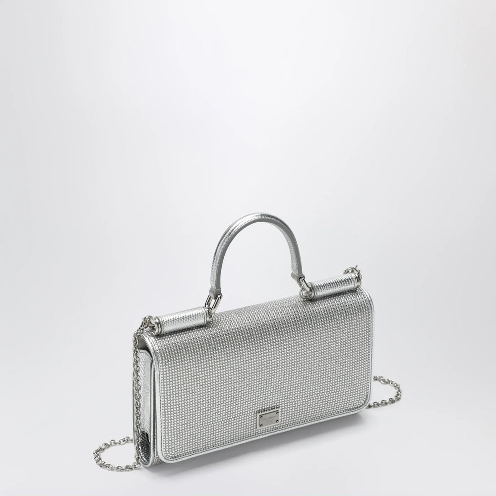 Dolce&Gabbana - Satin phone bag with rhinestones in Crystal/Pearl Brand Apparel & Accessories TU
