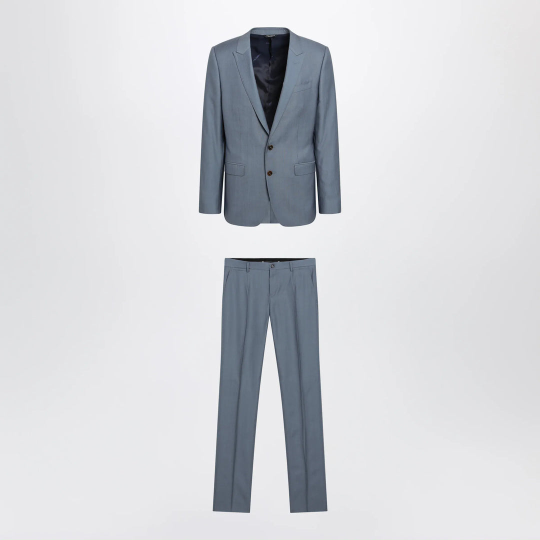 Dolce&amp;Gabbana - Single-breasted Sicilia light suit in wool and silk, blue Brand Apparel &amp; Accessories 50 IT