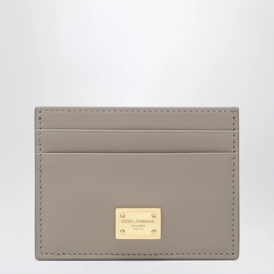 Dolce&amp;Gabbana - Taupe leather card holder with logo plaque Brand Apparel &amp; Accessories TU
