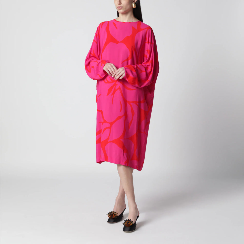 Dries Van Noten - Dress with Fuchsia Print in Viscose Brand Apparel & Accessories M