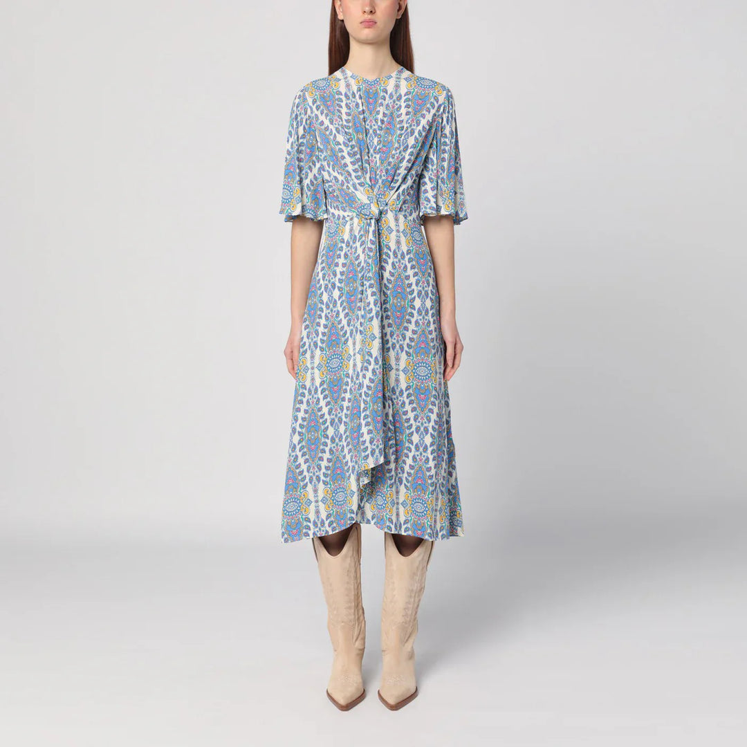 ETRO - Flared midi dress with multi-coloured print Brand Apparel &amp; Accessories 40  IT