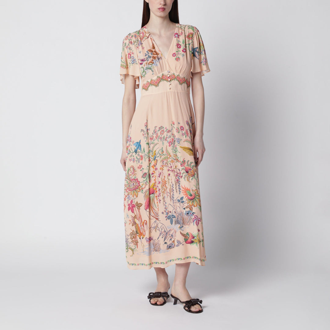 Apparel &amp; Accessories ETRO - Long blush pink dress with floral print Brand