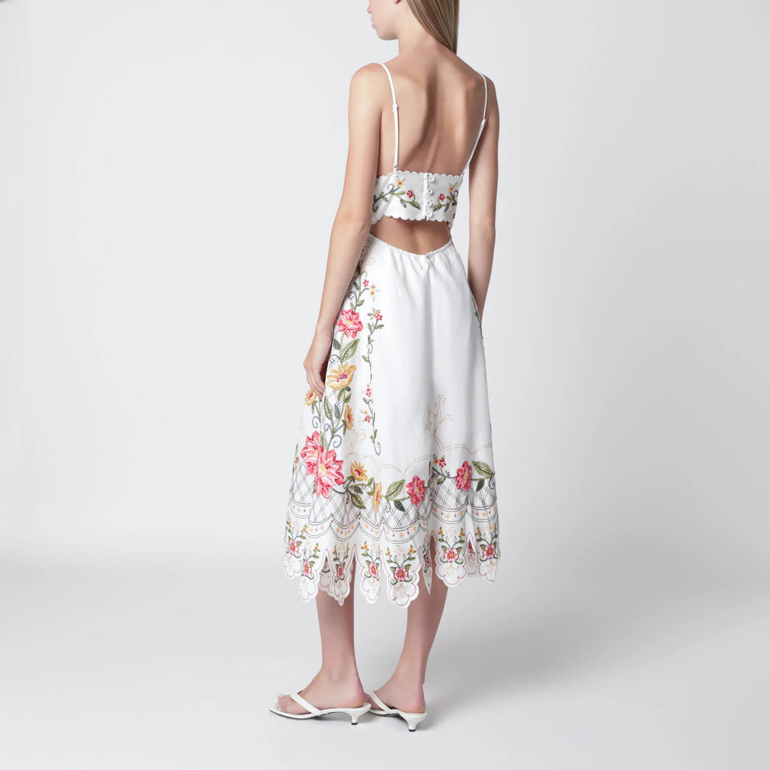 FARM Rio - Ivory midi dress with floral embroidery Brand Apparel &amp; Accessories