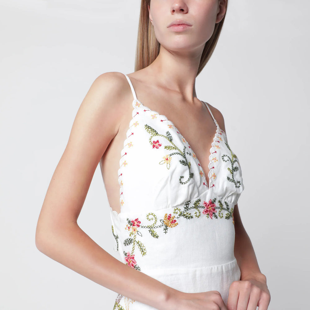 FARM Rio - Ivory midi dress with floral embroidery Brand Apparel & Accessories