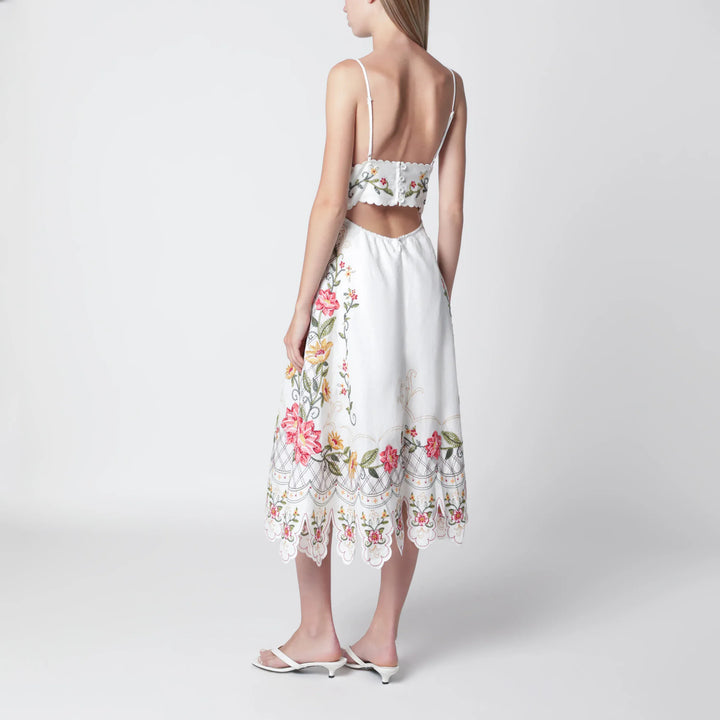 FARM Rio - Ivory midi dress with floral embroidery Brand Apparel &amp; Accessories