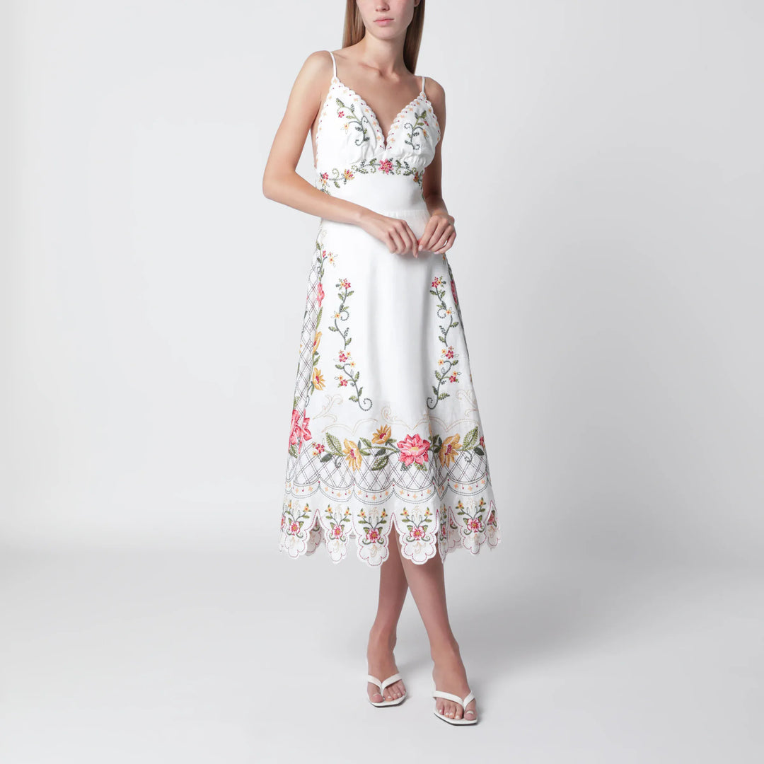 FARM Rio - Ivory midi dress with floral embroidery Brand Apparel & Accessories XS