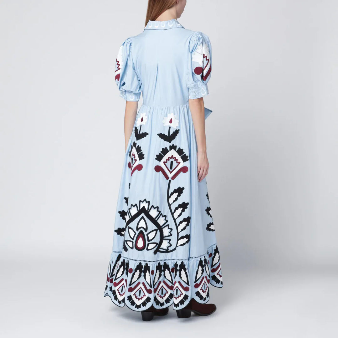 FARM Rio - Light blue embroidered long dress with bow Brand Apparel &amp; Accessories