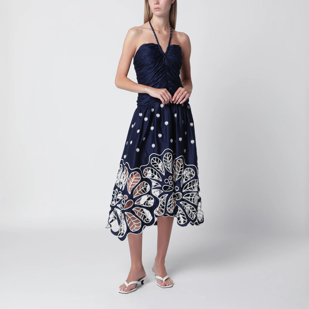 FARM Rio - Navy blue Richelieu midi dress with embroidery Brand Apparel &amp; Accessories S