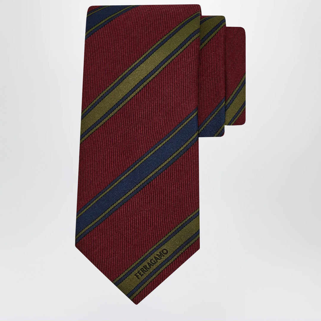 Ferragamo - Bordeaux/Red Regimental Jacquard Tie Brand Apparel &amp; Accessories U
