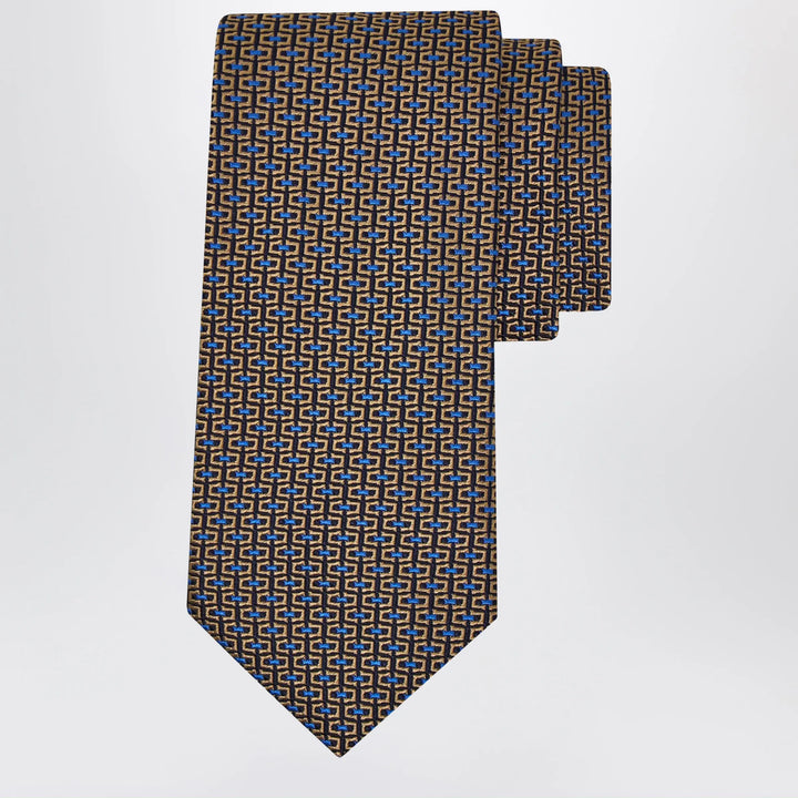Ferragamo - Gold/Blue Gancini Jacquard Tie Brand Apparel &amp; Accessories U