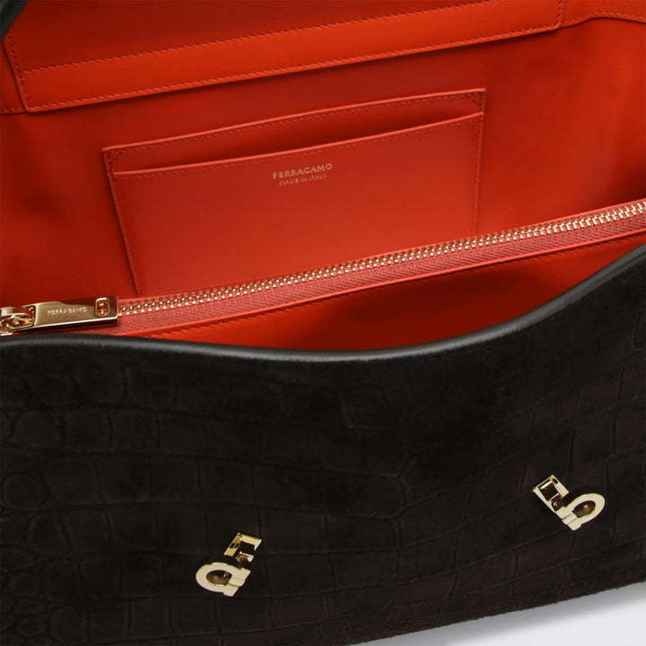 Ferragamo - Hug Soft M shoulder bag in Natural crocodile-effect Brand Apparel &amp; Accessories TU