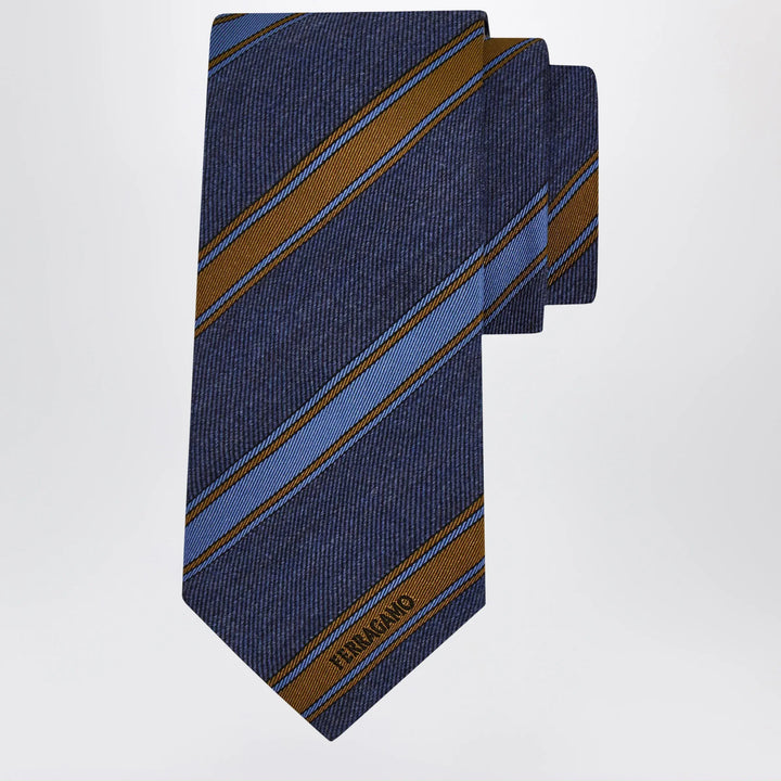 Ferragamo - Medium Blue Regimental Jacquard Tie Brand Apparel &amp; Accessories U