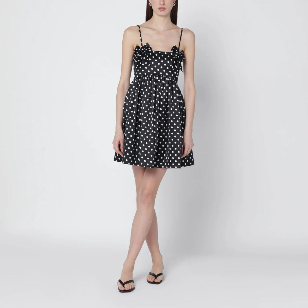 GANNI - Black satin mini dress with polka dots Brand Apparel &amp; Accessories