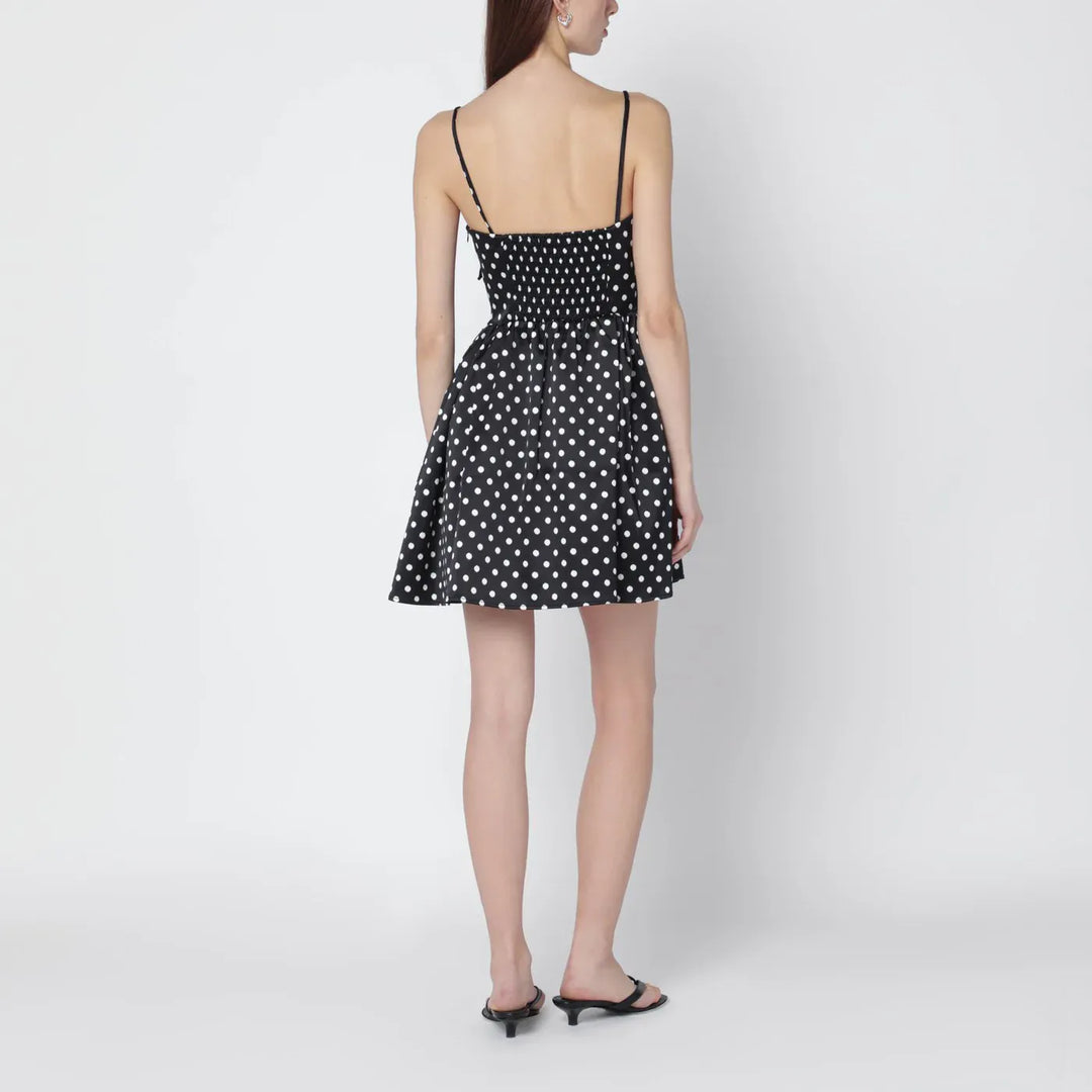 GANNI - Black satin mini dress with polka dots Brand Apparel &amp; Accessories