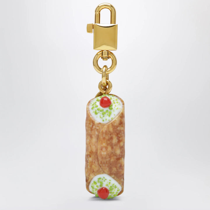 Dolce&amp;Gabbana - Cannolo charm keyring in metal and resin, multicolor Brand Apparel &amp; Accessories > Jewelry TU