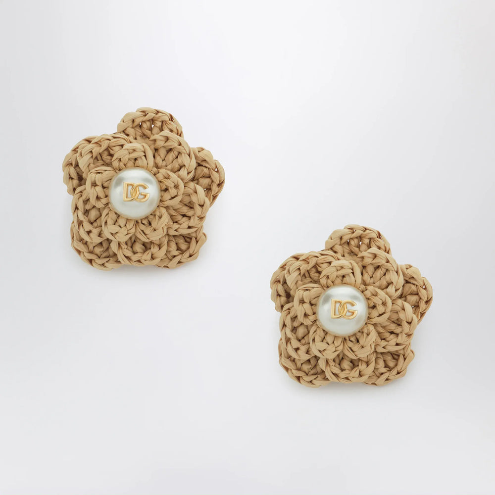 Dolce&Gabbana - Gold clip-on flower earrings in brass Brand Apparel & Accessories > Jewelry TU
